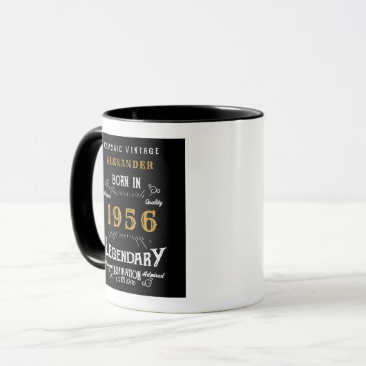 70th Birthday 1956 Legend Retro Black Personalized Tasse (Vorderseite Links)
