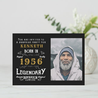 70th Birthday 1956 Vintage Black Gold Personalized Einladung
