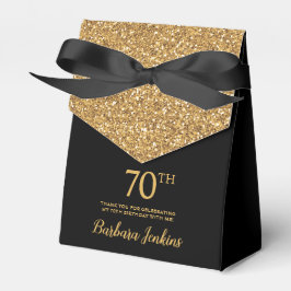 70th Birthday Black Gold Glitter Thank You Geschenkschachtel