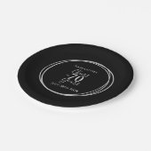 70th Birthday Black Silver Cheers 70 Years Party Pappteller (Schrägansicht)