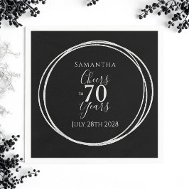 70th Birthday Black Silver Cheers 70 Years Party Serviette