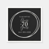 70th Birthday Black Silver Cheers 70 Years Party Serviette (Vorderseite)