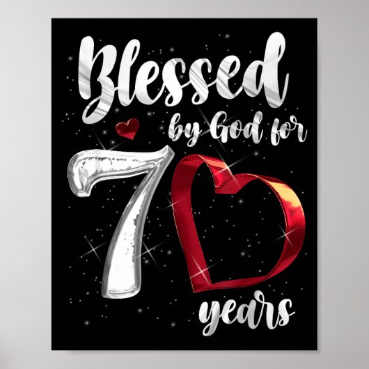 70th Birthday Blessed By God For 70 Years Birthday Poster (Vorne)
