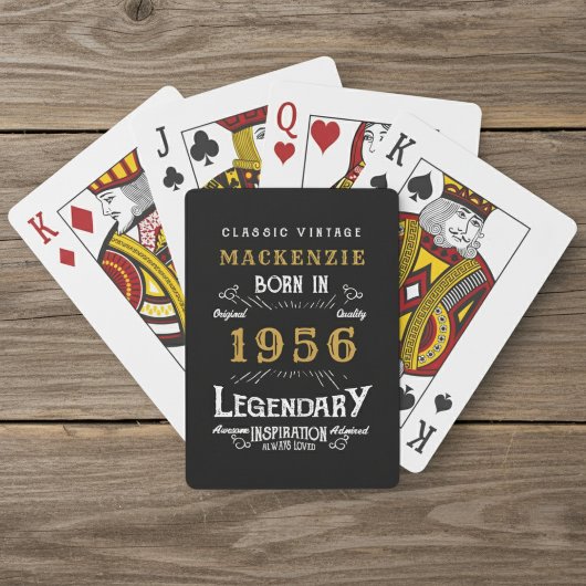 70th Birthday Born 1956 Legend Black Gold Spielkarten