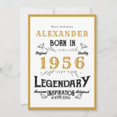 70th Birthday Born 1956 White Gold Legend Einladung (Vorderseite)