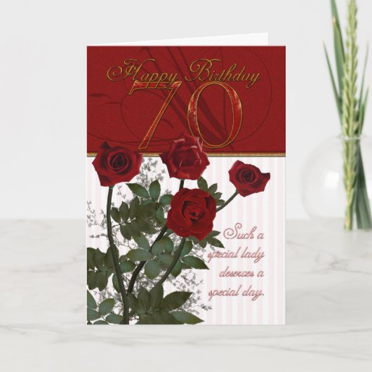 70th Birthday Card With Roses Karte (Vorderseite)
