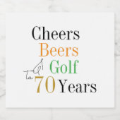 70th Birthday Cheers Beers Golf Minimal Party Bierflaschenetikett (Einzelnes Label)