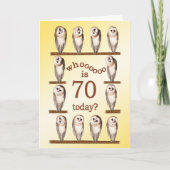 70th birthday, Curious owls card. Karte (Vorderseite)
