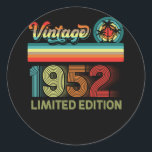 70th Birthday Decorations Men 70 Year Old 1952 Runder Aufkleber<br><div class="desc">Awesome tee Ideas People who born in 1952 Retro Vintage Classic Old School 70th Awesome tee Ideas for Men Women. 70 years old awesome vintage birthday. Complete happy birthday decorations .Your birthday party will be funny, awesome, epic & legendary. Great tee for any Old Guy in your life like your...</div>