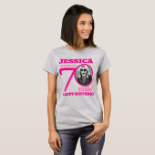 70th Birthday doubled sided photo name pink text T-Shirt (Vorne ganz)