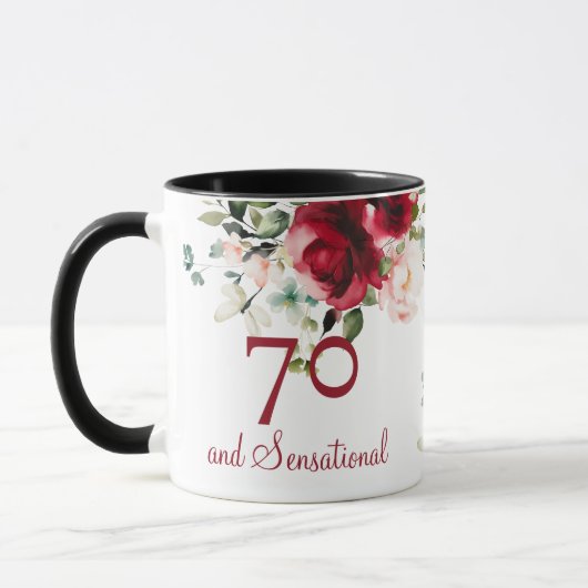 70th Birthday Floral Mug Tasse (Links)