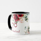 70th Birthday Floral Mug Tasse (Vorderseite Links)