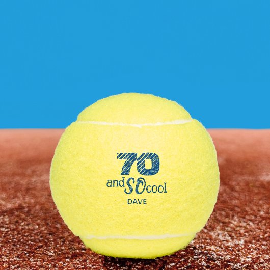 70th Birthday Gift For Him - Cool Blue Custom Tennisbälle