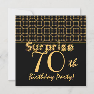 70th Birthday Gold and Black Vintage V001 Einladung