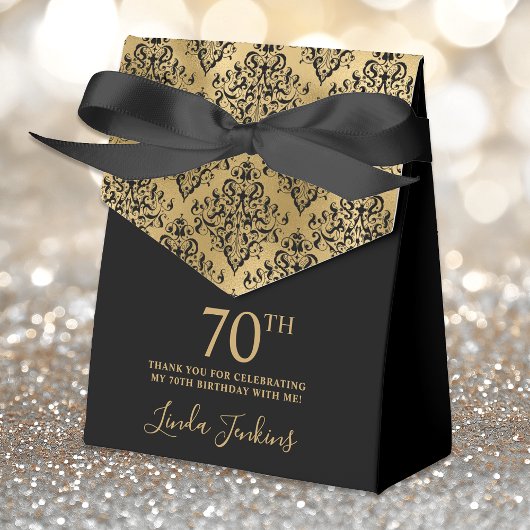 70th Birthday Gold Damask Thank You Geschenkschachtel