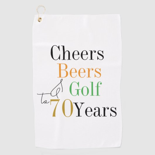 70th Birthday Golf Cheers and Beers Golfhandtuch (Vorderseite)