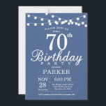 70th Birthday Invitation Blue Einladung<br><div class="desc">70th Birthday Invitation with String Lights. Blue Background. Men or Women Birthday. 13th 15th 16th 18th 20th 21st 30th 40th 50th 60th 70th 80th 90th 100th,  Any age. For further customization,  please click the "Customize it" button and use our design tool to modify this template.</div>