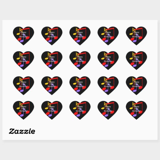 70th Birthday Music Notes  Heart Sticker (Blatt)
