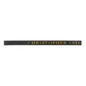 70th Birthday Name 1956 Black Gold Elegant Chic Satinband (Vorderseite)