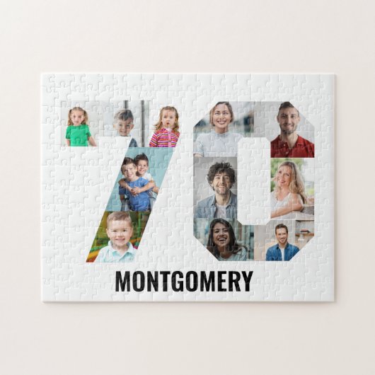 70th Birthday Number 70 Photo Collage 11 Photo Puzzle (Horizontal)