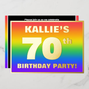 70th Birthday Party: Fun, Colorful Rainbow Pattern Folieneinladung