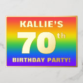 70th Birthday Party: Fun, Colorful Rainbow Pattern Folieneinladung (Vorderseite)