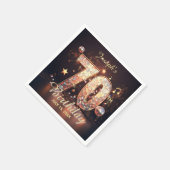 70th Birthday Party Gold Disco Music Notes Black Serviette (Ecke)