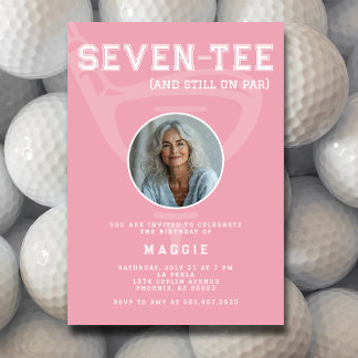70th Birthday Party Golf Club Photo Modern Pink Einladung