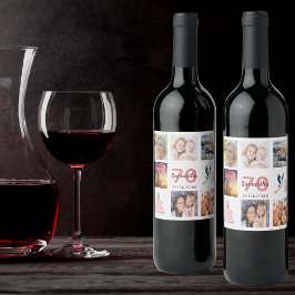 70th birthday party photo collage weinetikett