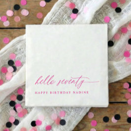 70th Birthday Party Pink Hello 70 Modern Elegant Serviette