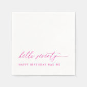 70th Birthday Party Pink Hello 70 Modern Elegant Serviette (Vorderseite)