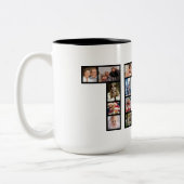 70th Birthday Photo Collage black Zweifarbige Tasse (Links)