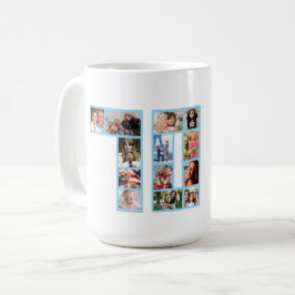 70th Birthday Photo Collage Blue  Kaffeetasse