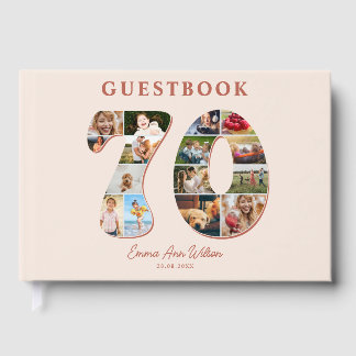 70th Birthday Photo Collage Milestone Guestbook Gästebuch