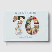 70th Birthday Photo Collage Milestone Guestbook Gästebuch (Vorderseite)