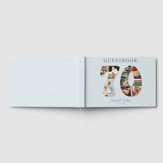 70th Birthday Photo Collage Milestone Guestbook Gästebuch (Voll)