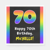 70th Birthday: Rainbow Spectrum # 70, Custom Name Serviette (Vorderseite)