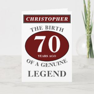 70th Birthday Red Genuine Legend Add Your Name Karte