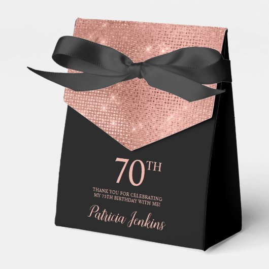 70th Birthday Rose Gold Thank You Favor Box Geschenkschachtel (Vorderseite)