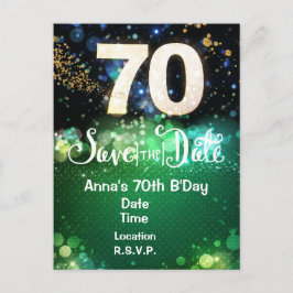 70th Birthday Save the Date Green  Postcard Postkarte