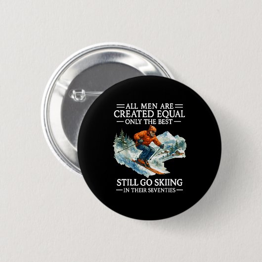 70th Birthday Skier Man 70 Years Old Skiing Lover Button (Vorne & Hinten)