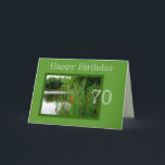 70th Happy Birthday Cat Schwänze auf dem Teich Karte<br><div class="desc">Die Schönheit der Schwänze,  die auf einem ruhigen See reflektieren,  ist eine schöne Art,  einen Geburtstag zu feiern!</div>