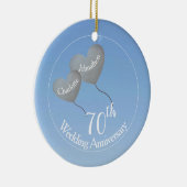 70th Platinum Wedding Anniversary heart ballons Keramik Ornament (Rechts)