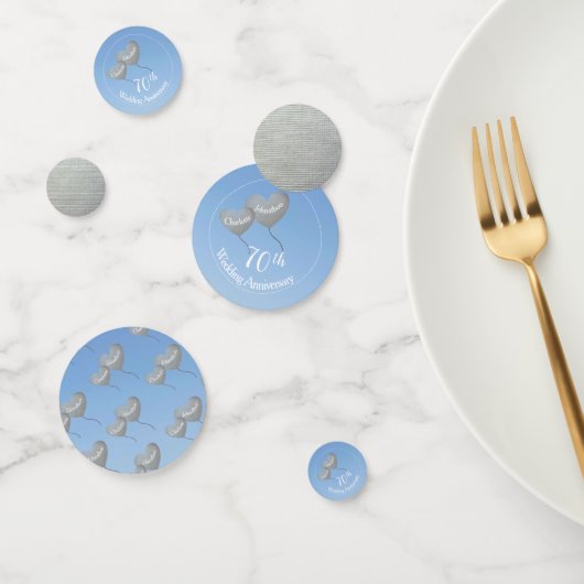 70th Platinum Wedding Anniversary heart ballons Konfetti (Gruppe)