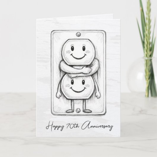 70th Wedding Anniversary Electrical Socket  Karte (Vorderseite)