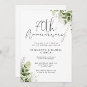 70th Wedding Anniversary Greenery Floral Einladung (Vorne/Hinten)