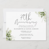 70th Wedding Anniversary Greenery Floral Photo Einladung (Vorderseite)