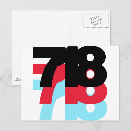 718 Bereichscode Postkarte (Vorne/Hinten)