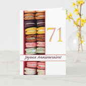 71. Französisch Geburtstag Macaron-Joyeux Annivers Karte (Gelbe Blume)