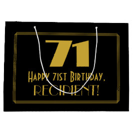71. Geburtstag — Art Deco Inspiriert Look "71" & N Große Geschenktüte